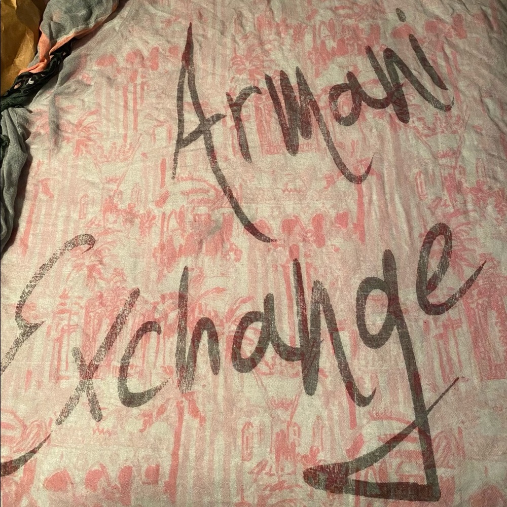 Authentic green, pink, and gray Armani Scarf